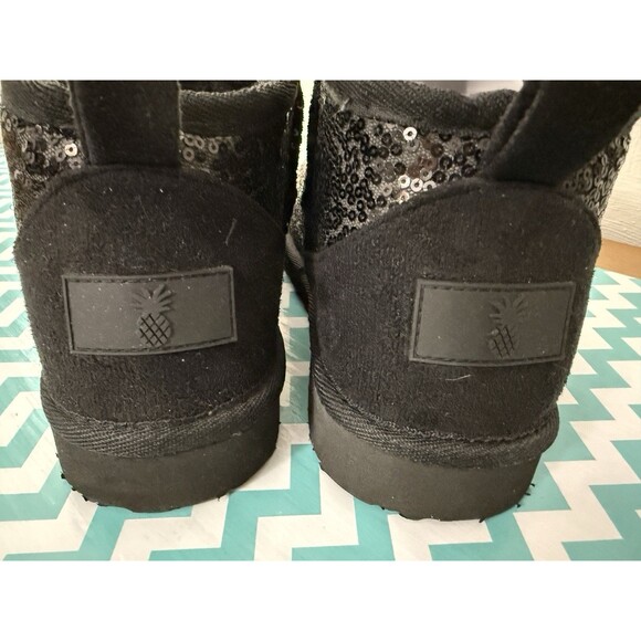 New - Simply Southern Sequined Black Boot Slippers - Ladies Size 9 Booties Cozy - Picture 8 of 8